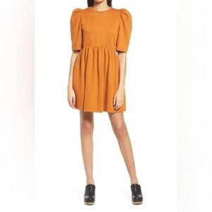 Treasure & Bond Puff Sleeve Organic Cotton & Recycled Polyester Minidress